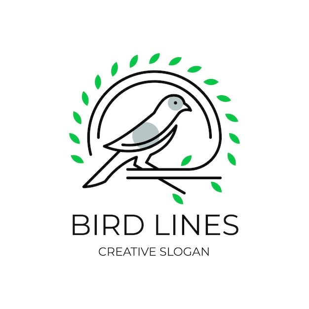 Вектор Шаблон логотипа bird line nature