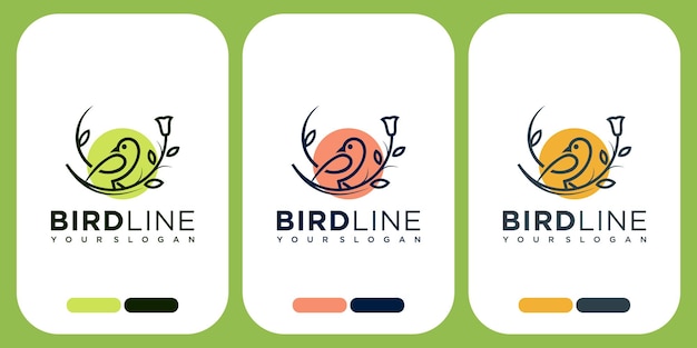 Bird line template icon set logo design inspiration