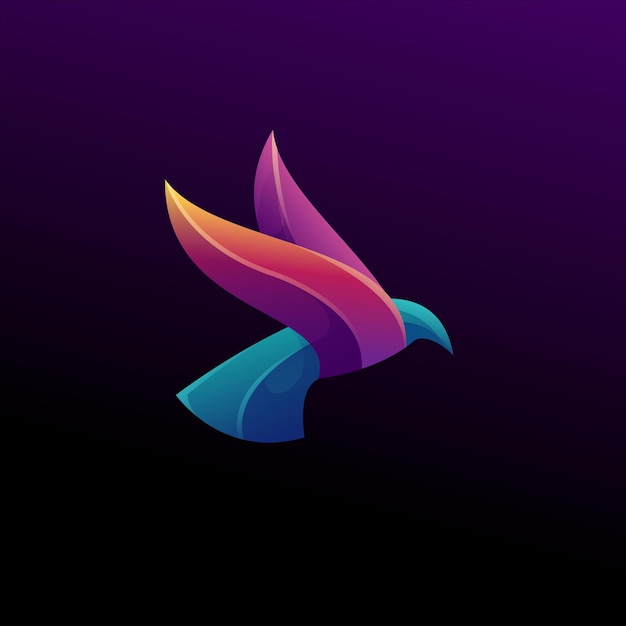 Bird logo colorful gradient 3d