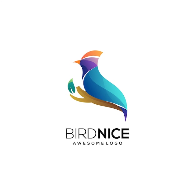 Bird logo colorful gradient vector