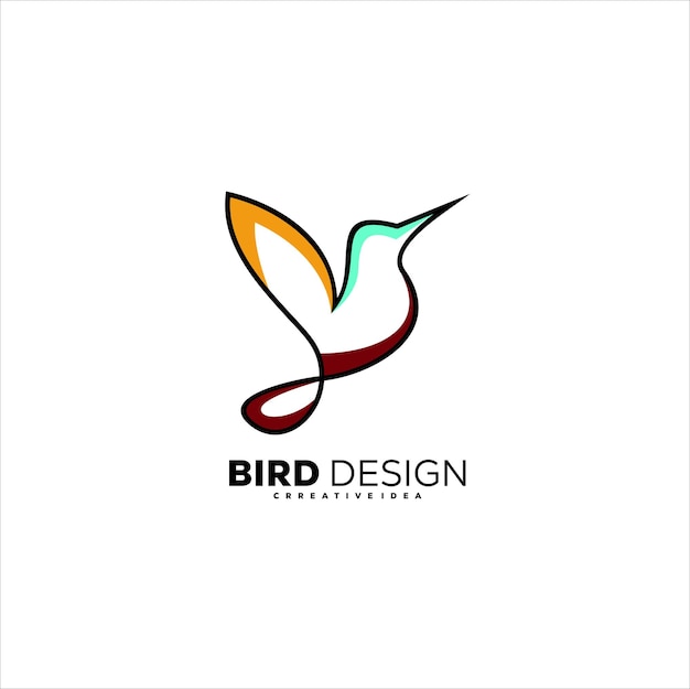 Colore dell'arte della linea di design del logo dell'uccello