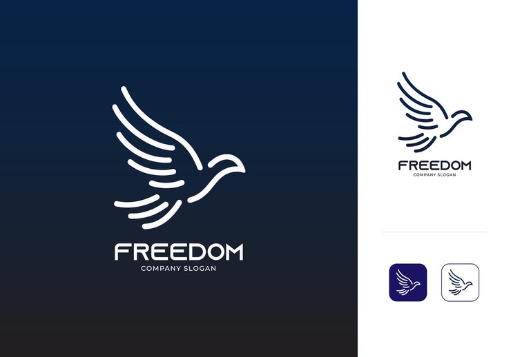 Vector bird logo design vector template flying birds illustration with app icon freedom symbol line art