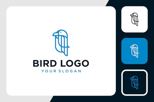 Design del logo dell'uccello con ispirazione alla line art