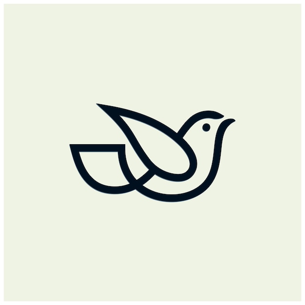 Vector bird logo design with line art on light green background