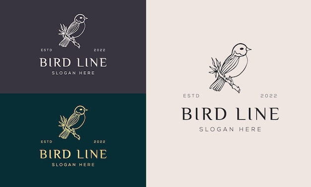 Bird logo icon linear style Vector logo design templates