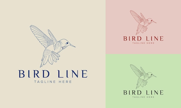 Значок логотипа птицы линейный стиль Векторные шаблоны дизайна логотипа