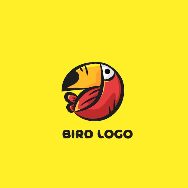 Иллюстрация логотипа птицы с желтым фоном