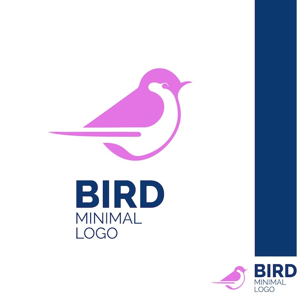 Bird Logo Template Minimal Bird Logo Cute Bird Illustration Bird Mascot in Patel Color