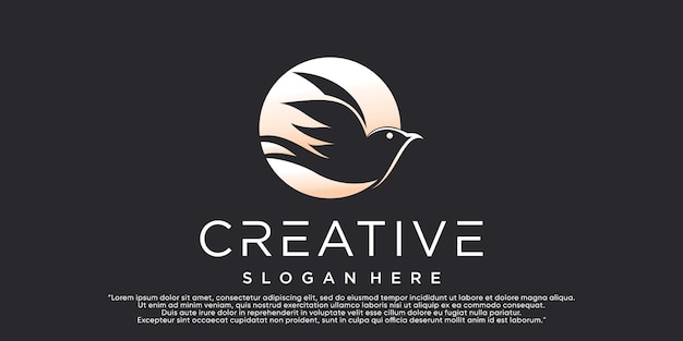 Modello di logo dell'uccello con la collezione di logo dell'uccello astratto creativo in stile art line vettore premium
