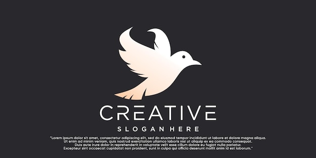 Bird logo template with line art style creative abstract bird logo collection Premium Vector