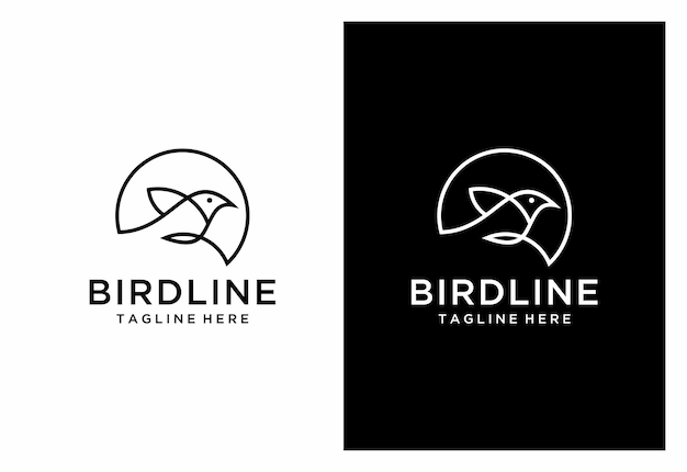 Bird logo vector icon line art outline template