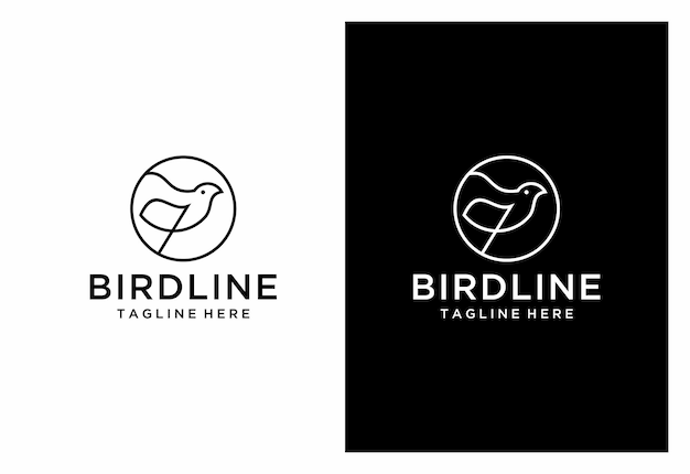 Bird logo vector line outline monoline art icon vector