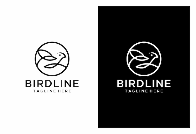 bird logo vector line outline monoline art icon vector