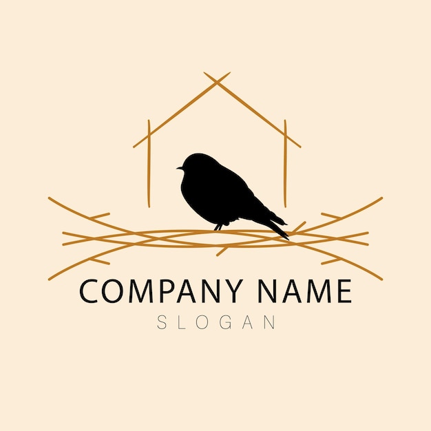 Векторная линия логотипа птицы очерчивает монолиновую иконку, элегантный и простой силуэт.