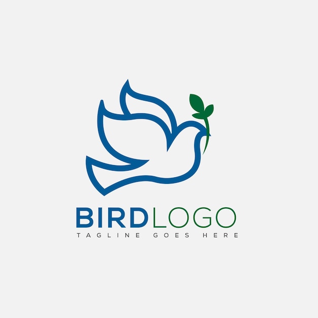 A bird logo with a green leaf on it