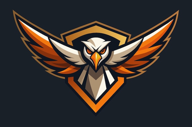 A bird logo with an orange and white design