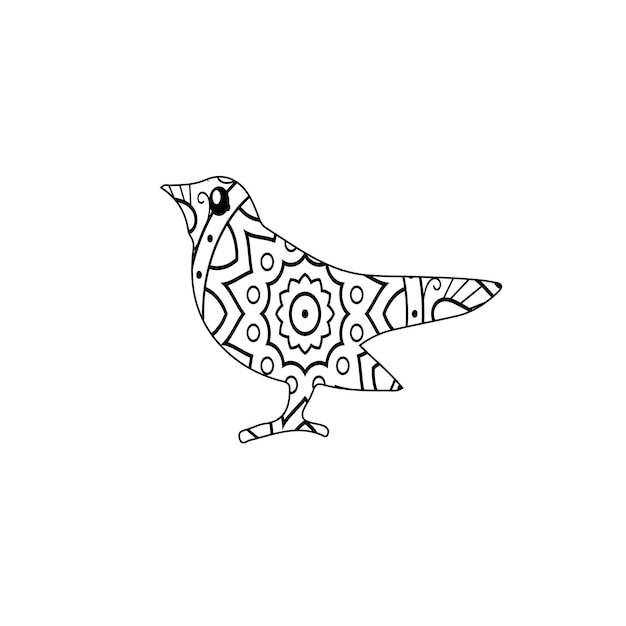 Bird mandala coloring page for kids