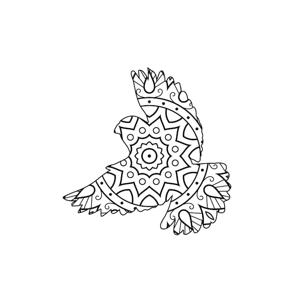 Bird mandala coloring page for kids