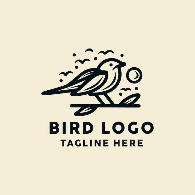 Vector bird monoline logo symbol design illustration vector icon emblem