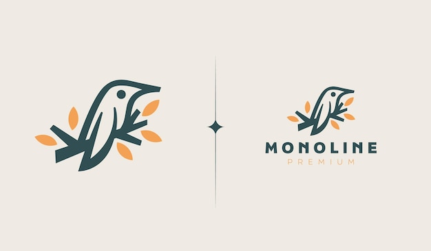 Modello con logo monoline per uccelli simbolo premium creativo universale logo dell'icona del segno vettoriale