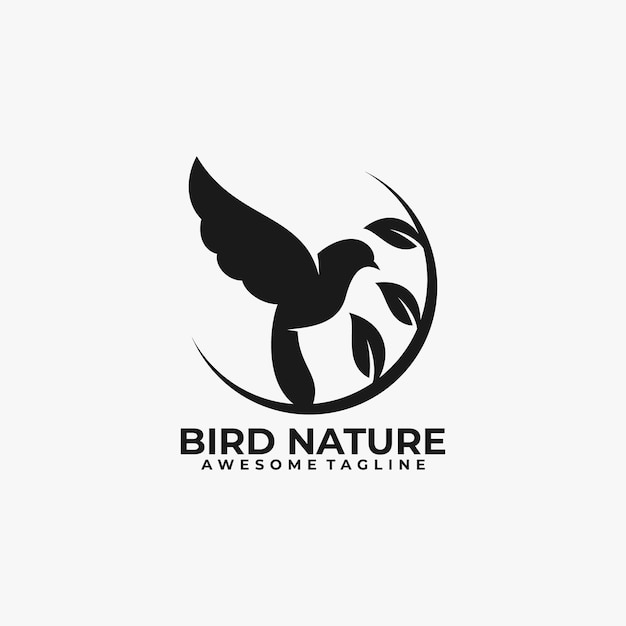 Vector bird nature logo design vector flat color