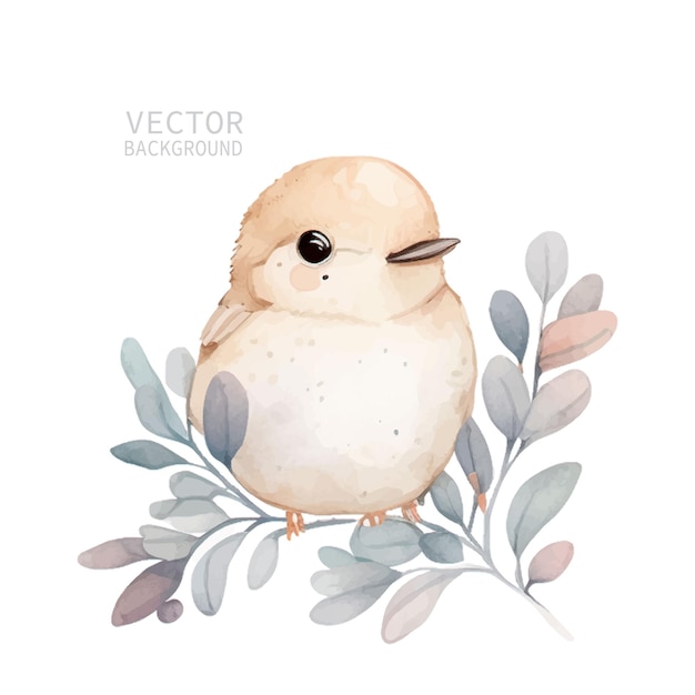 Bird nature watercolor neutral colors for kids simple drawing childish cute