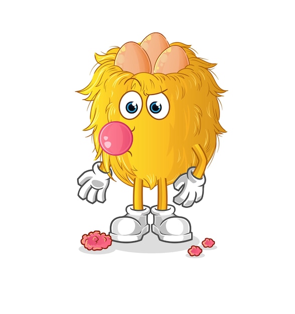 Bird nest chewing gum vector. cartoon character