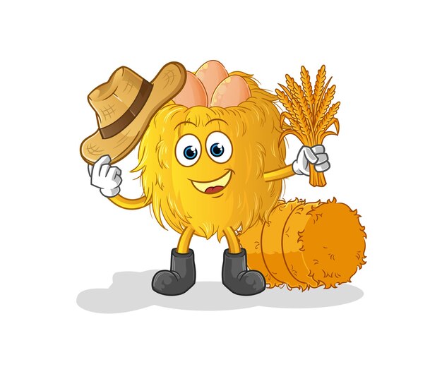 Bird nest farmer mascot. cartoon vector