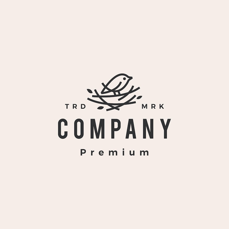 Vector bird nest hipster vintage logo template
