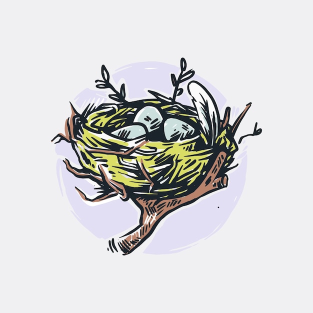 Illustrazione di nido di uccello