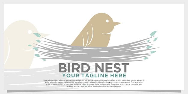 Bird nest logo design with creative concept Premium Vector