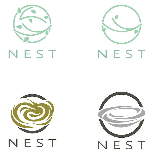 Bird nest logo template for bird farm bird business bird house bird conservation with modern vector