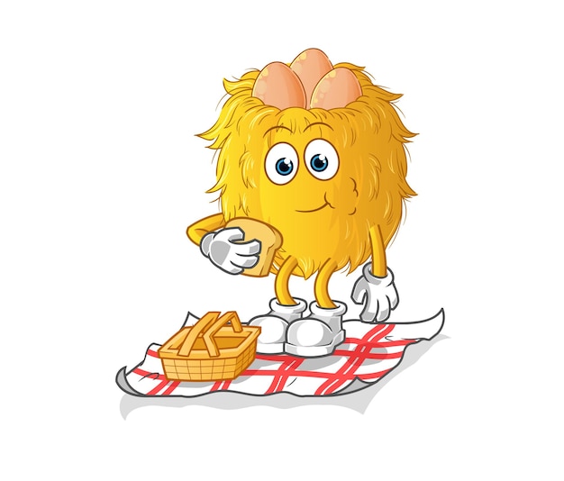 Bird nest on a picnic cartoon. cartoon mascot vector