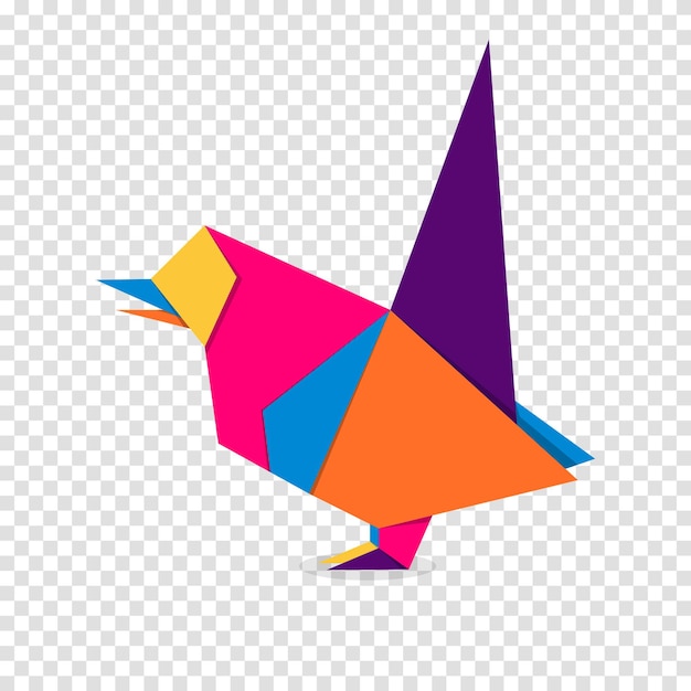 Bird origami Abstract colorful vibrant bird logo design Animal origami Vector illustration