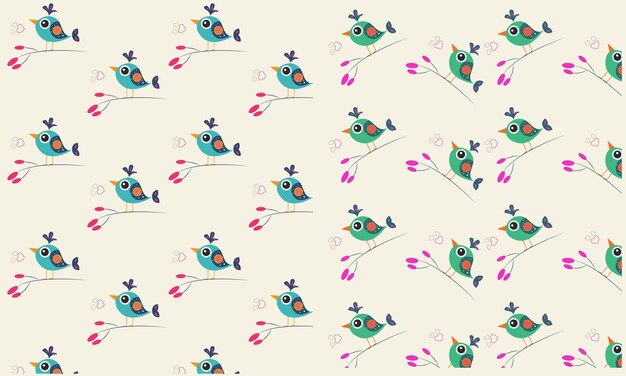 Bird pattern set Bird in flight in green and blue