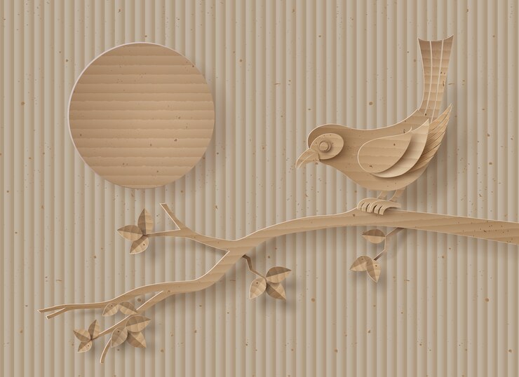 Vector  bird perched on a branch of a tree .