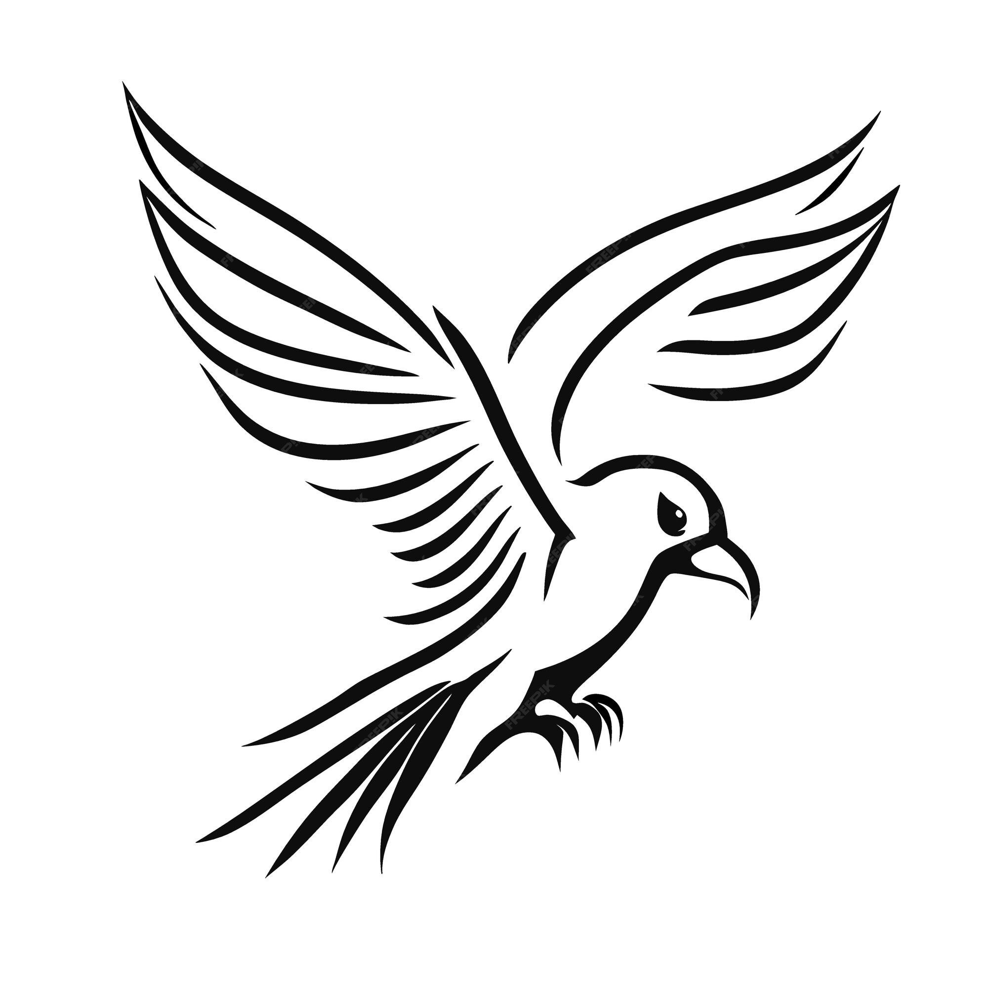 Premium Vector | A bird of prey monochrome vector illustration line art