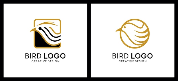創造的な高級ライン アート コンセプトの鳥の頭のロゴ デザイン