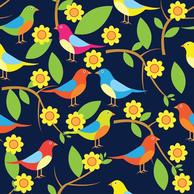 Vector bird seamless pattern