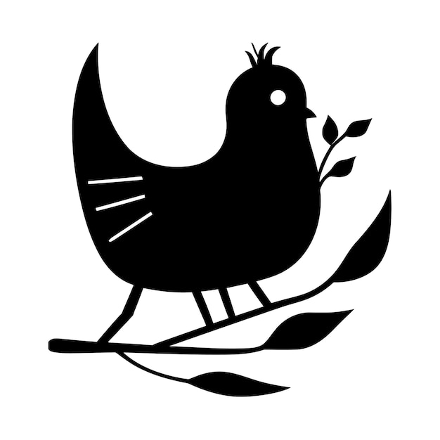 Disegno della silhouette dell'uccello su sfondo bianco vettoriale