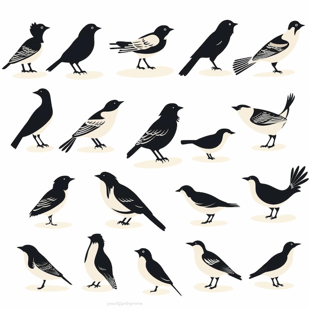 Bird silhouettes isolated on transparent background