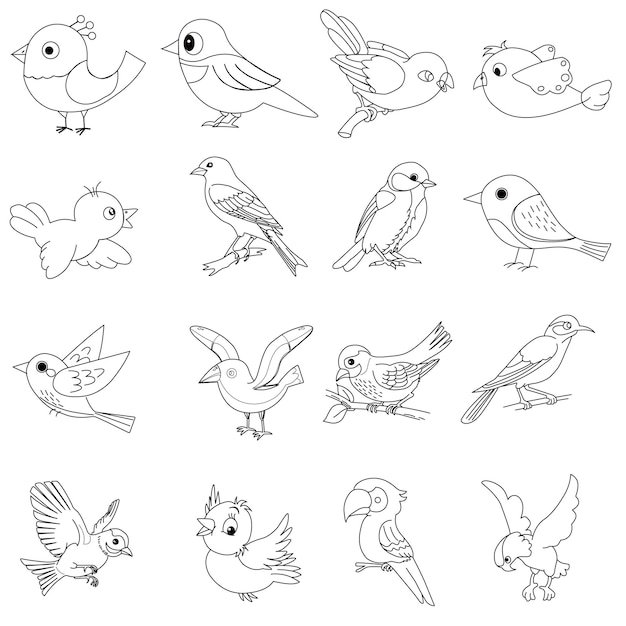 Bird - sketch of a bird - bird line drawing - cartoon bird