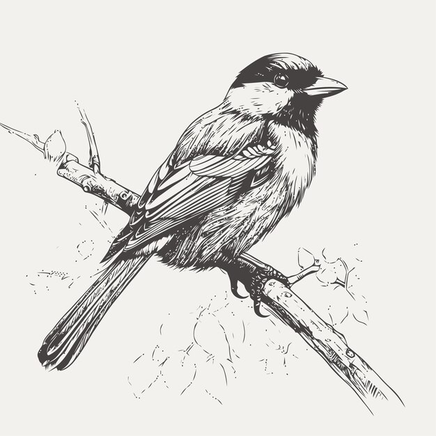 Bird sketch hand drawn illustration of a bird