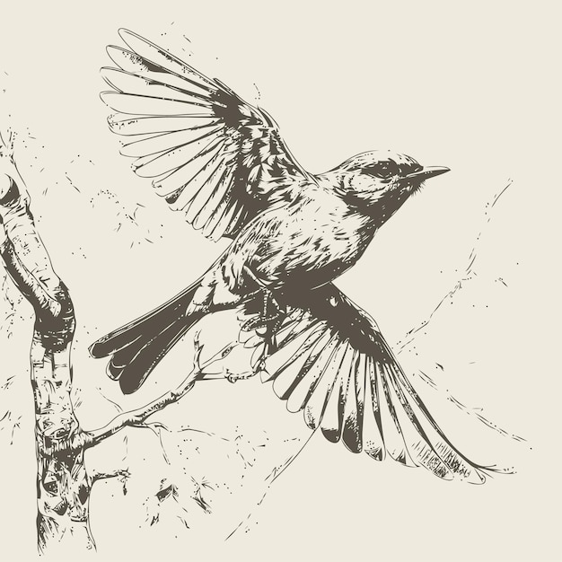 Vector bird sketch hand drawn illustration of a bird