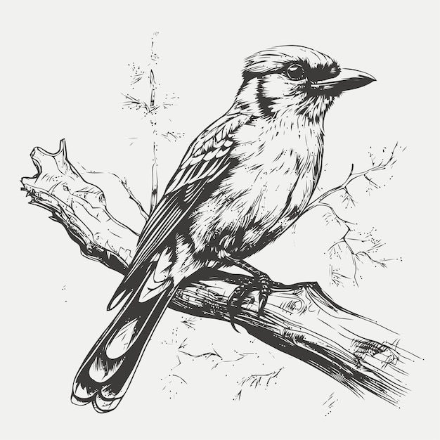 Вектор Эскиз птицы рисованной иллюстрации птицы