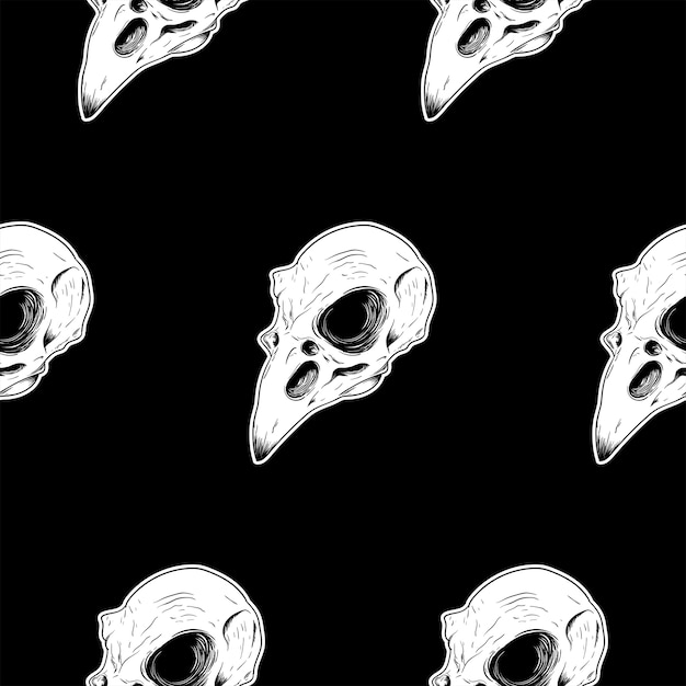 Bird skull seamless pattern