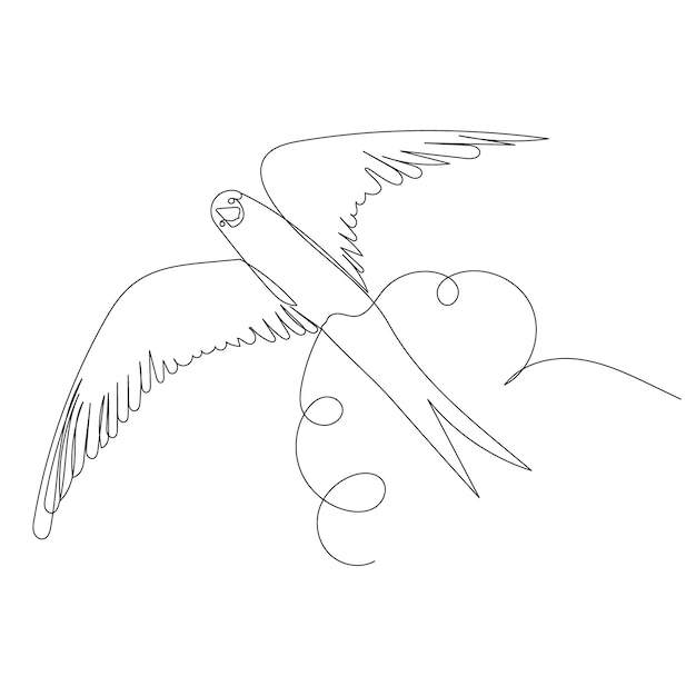 Bird in the sky one line drawing isolated vector