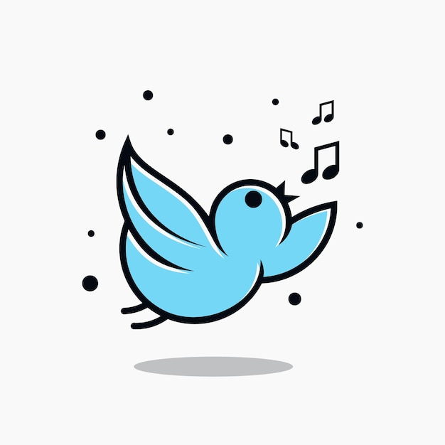 Bird Song Singing Note Music Nature Icon Line Outline Logo Design