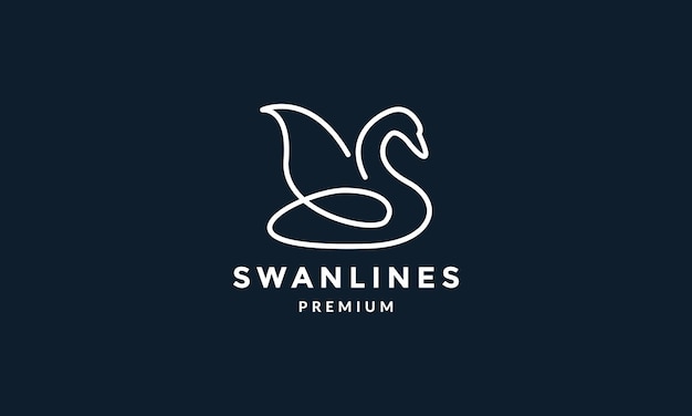 Bird swan or goose line unique minimalist logo vector illustration design