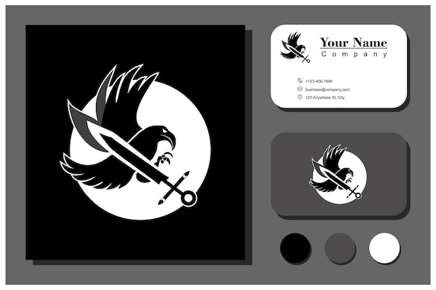 Vector bird and sword logo concept